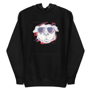 unisex-premium-pullover-hoodie-black-front-6a168a9e2b685.jpg American Dog With Sunglasses Hoodie