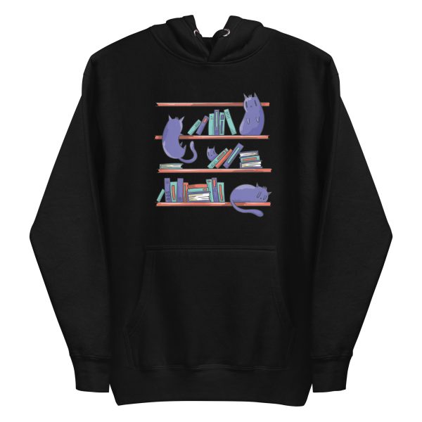 unisex-premium-pullover-hoodie-black-front-6a16eae272a9a.jpg Library Cats Hoodie