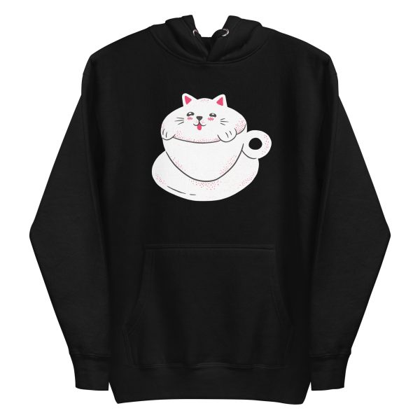unisex-premium-pullover-hoodie-black-front-6a16ec57de453.jpg Cute Cat Coffee Hoodie