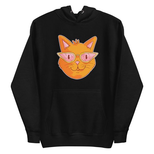 unisex-premium-pullover-hoodie-black-front-6a16f46268a22.jpg Stylish Glasses Cat Hoodie
