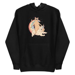 unisex-premium-pullover-hoodie-black-front-6a17b49e0facc.jpg Cat Riding Unidog Hoodie