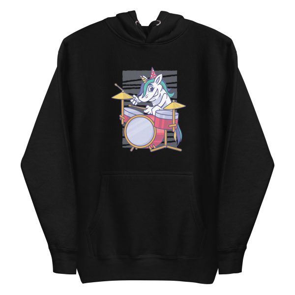 unisex-premium-pullover-hoodie-black-front-6a17e469a81c8.jpg Birthday Unicorn Drummer Hoodie