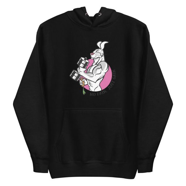 unisex-premium-pullover-hoodie-black-front-6a183620cca38.jpg No Pain Just Gain Hoodie
