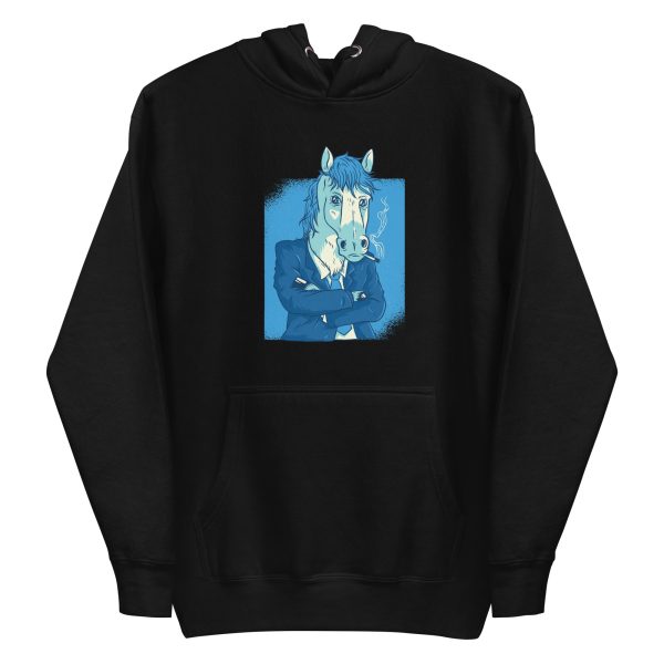 unisex-premium-pullover-hoodie-black-front-6a191b51734cf.jpg Horse In Business Suit Hoodie