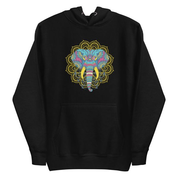 unisex-premium-pullover-hoodie-black-front-6a1984506310a.jpg Colorful Mandala Elephant Hoodie