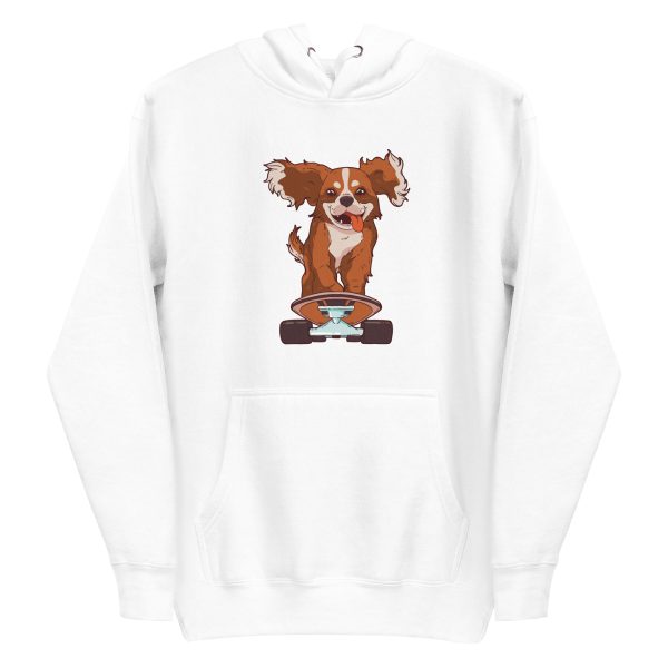 unisex-premium-pullover-hoodie-white-front-6a15af8772e46.jpg Cavalier Dog Skater Hoodie