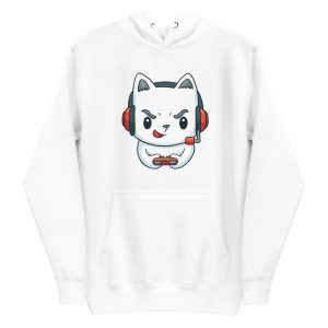 unisex-premium-pullover-hoodie-white-front-6a16d67a93bf2.jpg Gamer Cat Hoodie