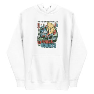 unisex-premium-pullover-hoodie-white-front-6a16d8ab68f49.jpg Catzilla vs Robots Hoodie