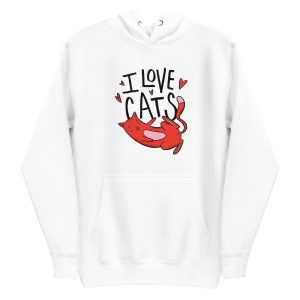 unisex-premium-pullover-hoodie-white-front-6a16d93bb08cb.jpg I Love Cats Hoodie
