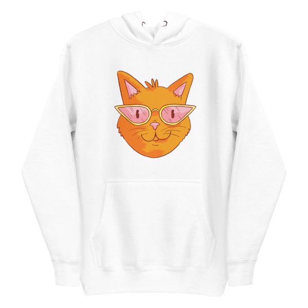 unisex-premium-pullover-hoodie-white-front-6a16f4626566d.jpg Stylish Glasses Cat Hoodie