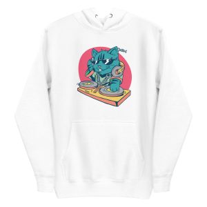 unisex-premium-pullover-hoodie-white-front-6a16f578e0b63.jpg DJ Cat Hoodie