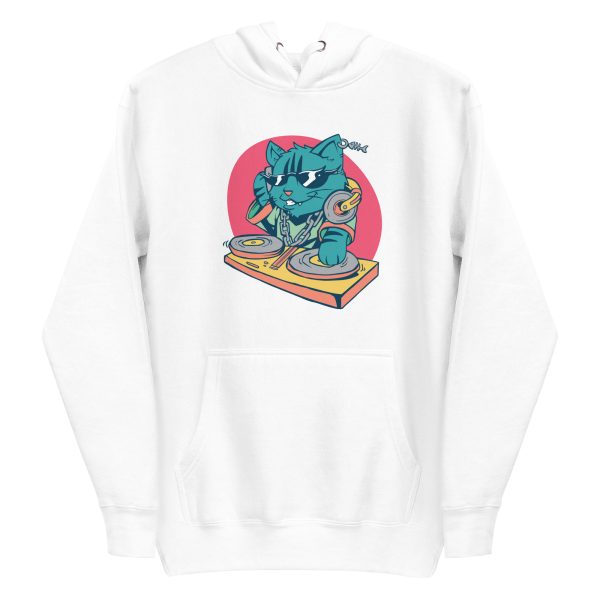 unisex-premium-pullover-hoodie-white-front-6a16f578e0b63.jpg DJ Cat Hoodie