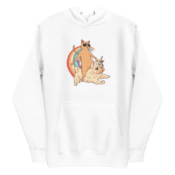 unisex-premium-pullover-hoodie-white-front-6a17b49e13f2a.jpg Cat Riding Unidog Hoodie