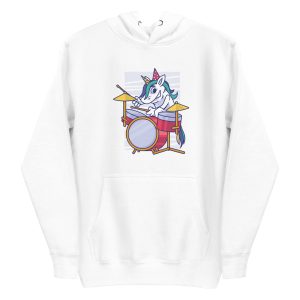 unisex-premium-pullover-hoodie-white-front-6a17e469a568b.jpg Birthday Unicorn Drummer Hoodie