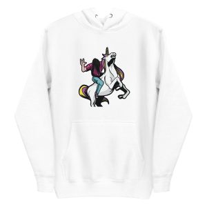 unisex-premium-pullover-hoodie-white-front-6a17e4d847b7f.jpg Metalhead Riding Unicorn Hoodie