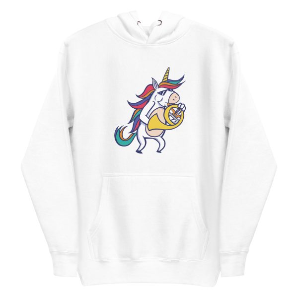 unisex-premium-pullover-hoodie-white-front-6a17e774ce962.jpg French Horn Unicorn Hoodie