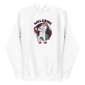 unisex-premium-pullover-hoodie-white-front-6a17fdfc181b6.jpg Welcome Unicorn Hoodie