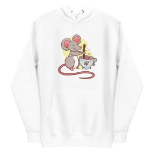 unisex-premium-pullover-hoodie-white-front-6a182126bad55.jpg Mouse Stirring Tea Hoodie
