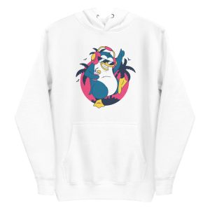 unisex-premium-pullover-hoodie-white-front-6a18239d9c0b1.jpg Dancing Tropical Penguin Hoodie