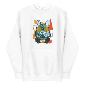 unisex-premium-pullover-hoodie-white-front-6a1840ccab936.jpg Cool Rabbit With Sunglasses Hoodie