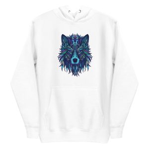 unisex-premium-pullover-hoodie-white-front-6a198f99bf0cd.jpg Wolf Illustration Hoodie