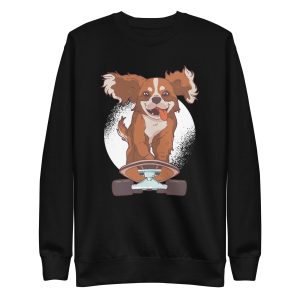 unisex-premium-sweatshirt-black-front-6a15af9f0cf42.jpg Cavalier Dog Skater Sweatshirt