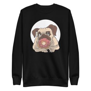 unisex-premium-sweatshirt-black-front-6a16536ad37a0.jpg Pug and Donut Sweatshirt