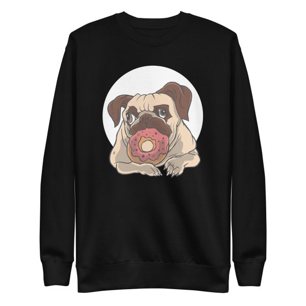 unisex-premium-sweatshirt-black-front-6a16536ad37a0.jpg Pug and Donut Sweatshirt