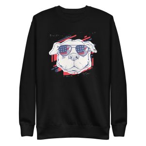 unisex-premium-sweatshirt-black-front-6a168aaaeadbf.jpg American Dog With Sunglasses Sweatshirt