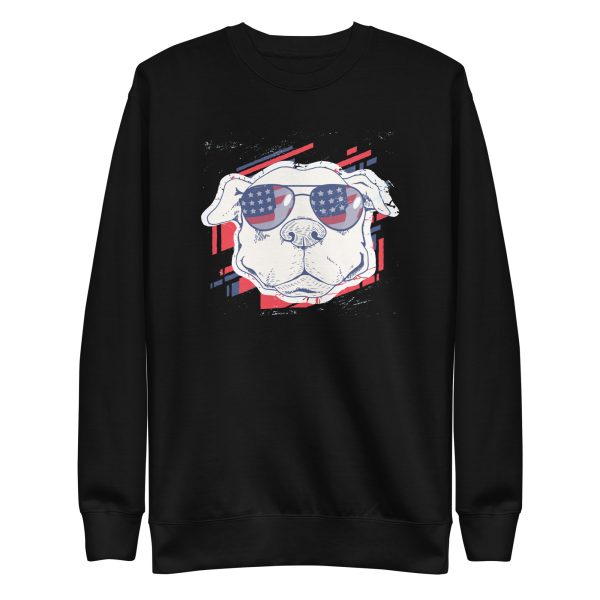 unisex-premium-sweatshirt-black-front-6a168aaaeadbf.jpg American Dog With Sunglasses Sweatshirt