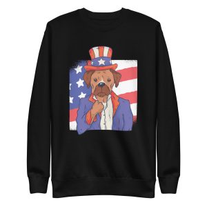 unisex-premium-sweatshirt-black-front-6a16937753e17.jpg Boxer Dog Uncle Sam Sweatshirt