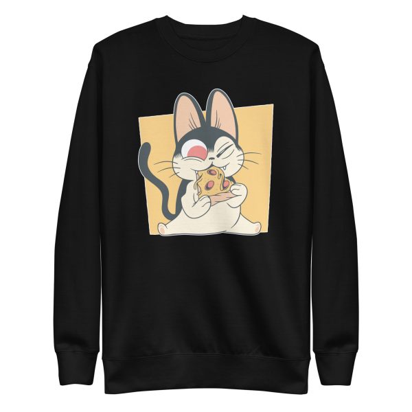 unisex-premium-sweatshirt-black-front-6a16e77c3e04f.jpg Cat Pizza Sweatshirt