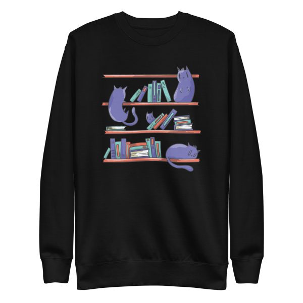 unisex-premium-sweatshirt-black-front-6a16eaf049953.jpg Library Cats Sweatshirt
