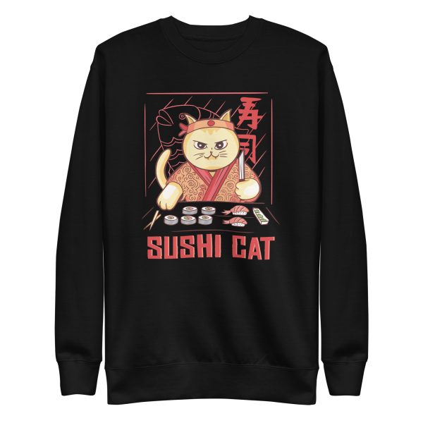 unisex-premium-sweatshirt-black-front-6a16eba7c569f.jpg Sushi Cat Sweatshirt