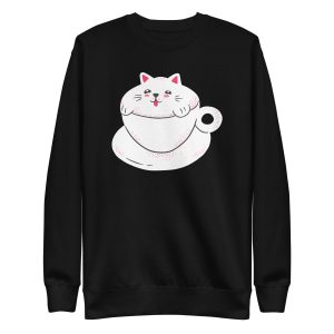 unisex-premium-sweatshirt-black-front-6a16ec642d98e.jpg Cute Cat Coffee Sweatshirt