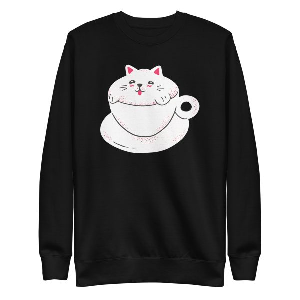 unisex-premium-sweatshirt-black-front-6a16ec642d98e.jpg Cute Cat Coffee Sweatshirt
