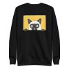 unisex-premium-sweatshirt-black-front-6a16f3bfe44da.jpg Peeking Cat Sweatshirt