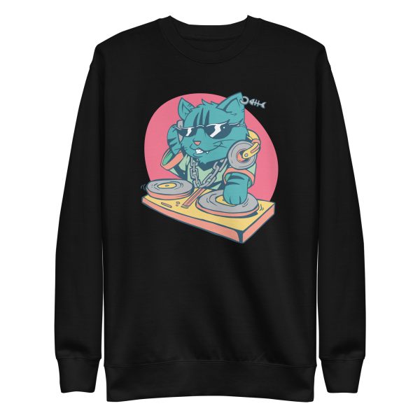 unisex-premium-sweatshirt-black-front-6a16f583ac8f1.jpg DJ Cat Sweatshirt