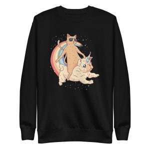 unisex-premium-sweatshirt-black-front-6a17b4ad04842.jpg Cat Riding Unidog Sweatshirt
