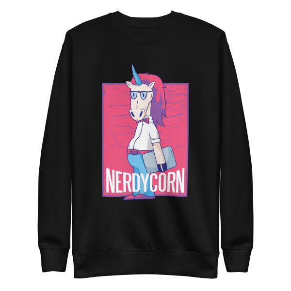unisex-premium-sweatshirt-black-front-6a17ec23ebe41.jpg Nerd Unicorn Sweatshirt