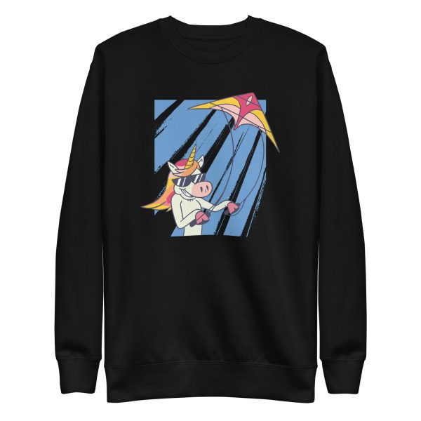 unisex-premium-sweatshirt-black-front-6a17f617186c4.jpg Unicorn Flying Kite Sweatshirt