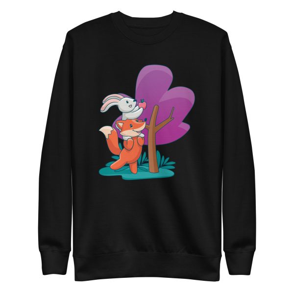 unisex-premium-sweatshirt-black-front-6a181b741bb63.jpg Fox and Bunny Sweatshirt