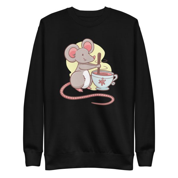 unisex-premium-sweatshirt-black-front-6a182131b84ec.jpg Mouse Stirring Tea Sweatshirt