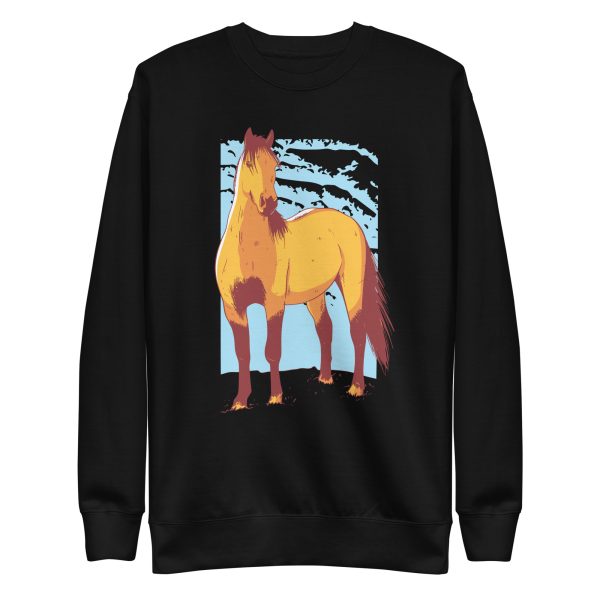 unisex-premium-sweatshirt-black-front-6a182a471d1c9.jpg Horse Illustration Sweatshirt