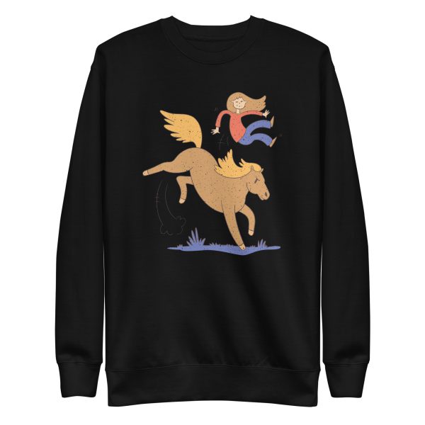 unisex-premium-sweatshirt-black-front-6a182cda0194e.jpg Girl Falling From Horse Sweatshirt