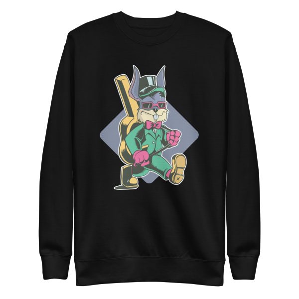 unisex-premium-sweatshirt-black-front-6a18354fd3afb.jpg Rabbit Carrying Guitar Sweatshirt
