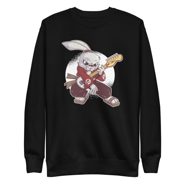 unisex-premium-sweatshirt-black-front-6a184c56af837.jpg Samurai Guitarist Rabbit Sweatshirt