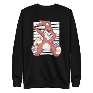 unisex-premium-sweatshirt-black-front-6a18ebb223d96.jpg Dabbing Bunny Sweatshirt