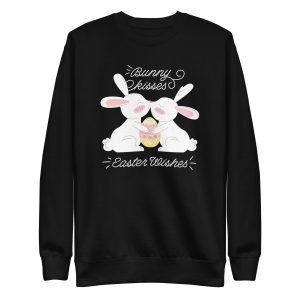 unisex-premium-sweatshirt-black-front-6a18edb308ffe.jpg Bunny Kisses Easter Wishes Sweatshirt
