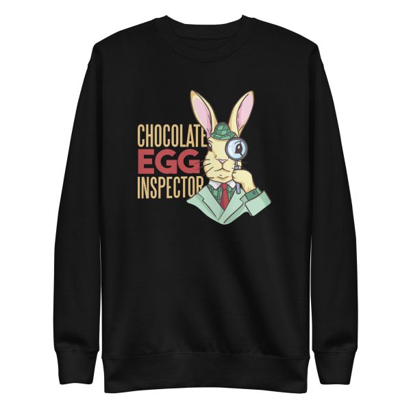 unisex-premium-sweatshirt-black-front-6a18f6d3d5415.jpg Chocolate Egg Inspector Sweatshirt